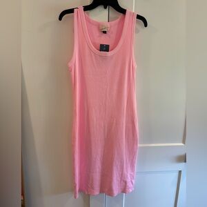 Pink Ribbed Tank Dress